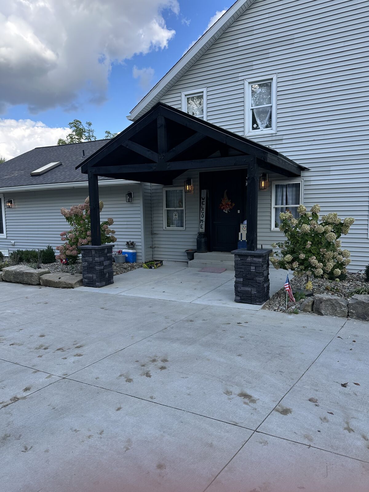 Dark Timber & Stone Portico
